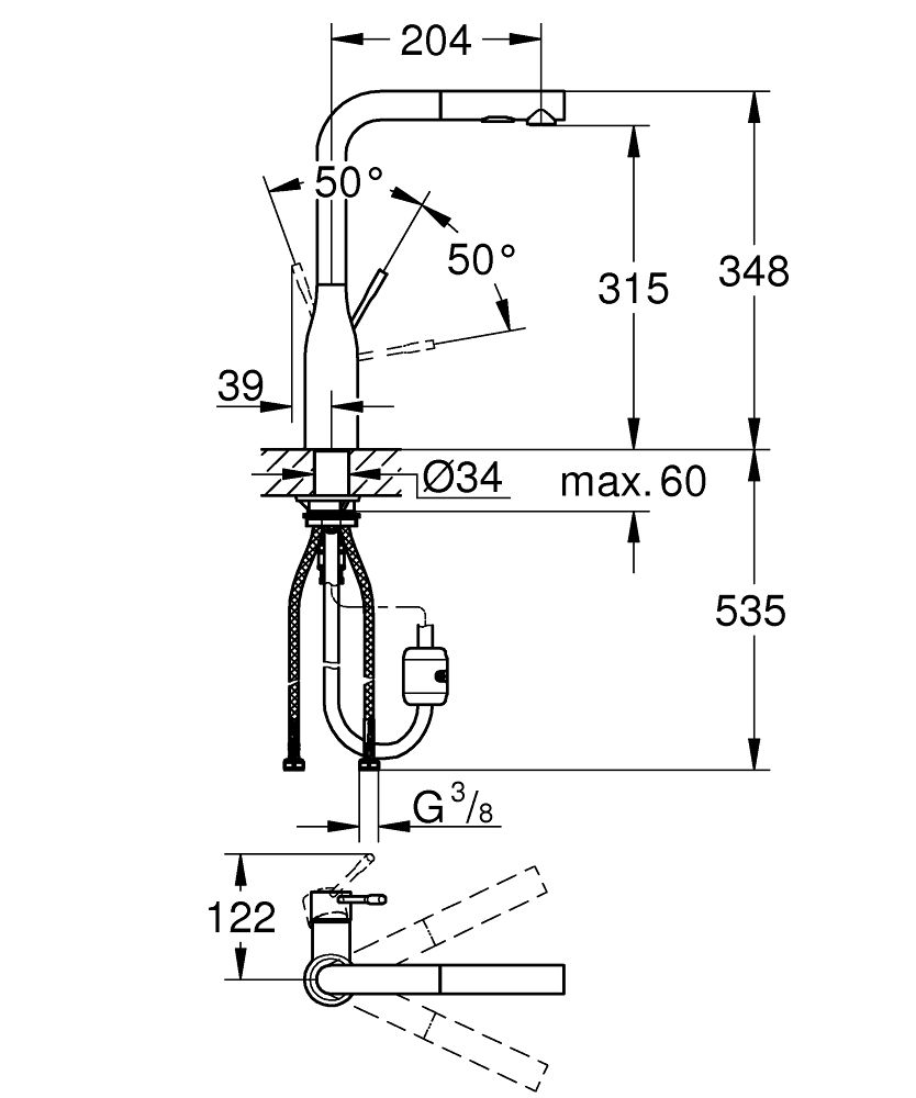 Grohe Essence Nová drezová batéria bez odpadu, Supersteel 30270DC0 - galéria #1
