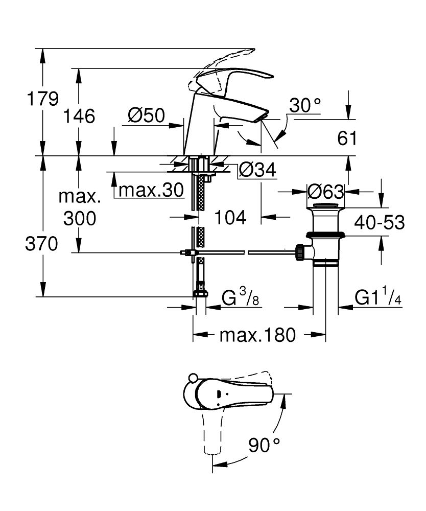 Grohe Eurosmart Umývadlová batéria S chróm 32926002 - galéria #1