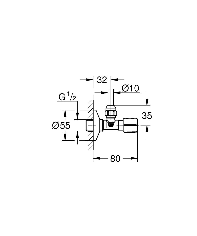 Rohový ventil Grohe 1/2 x 3/8, chróm 22037000 - galéria #2