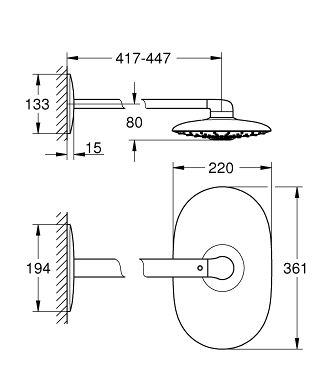 Sprchová hlavica Grohe s ramenom, chróm 26254000 - galéria #1