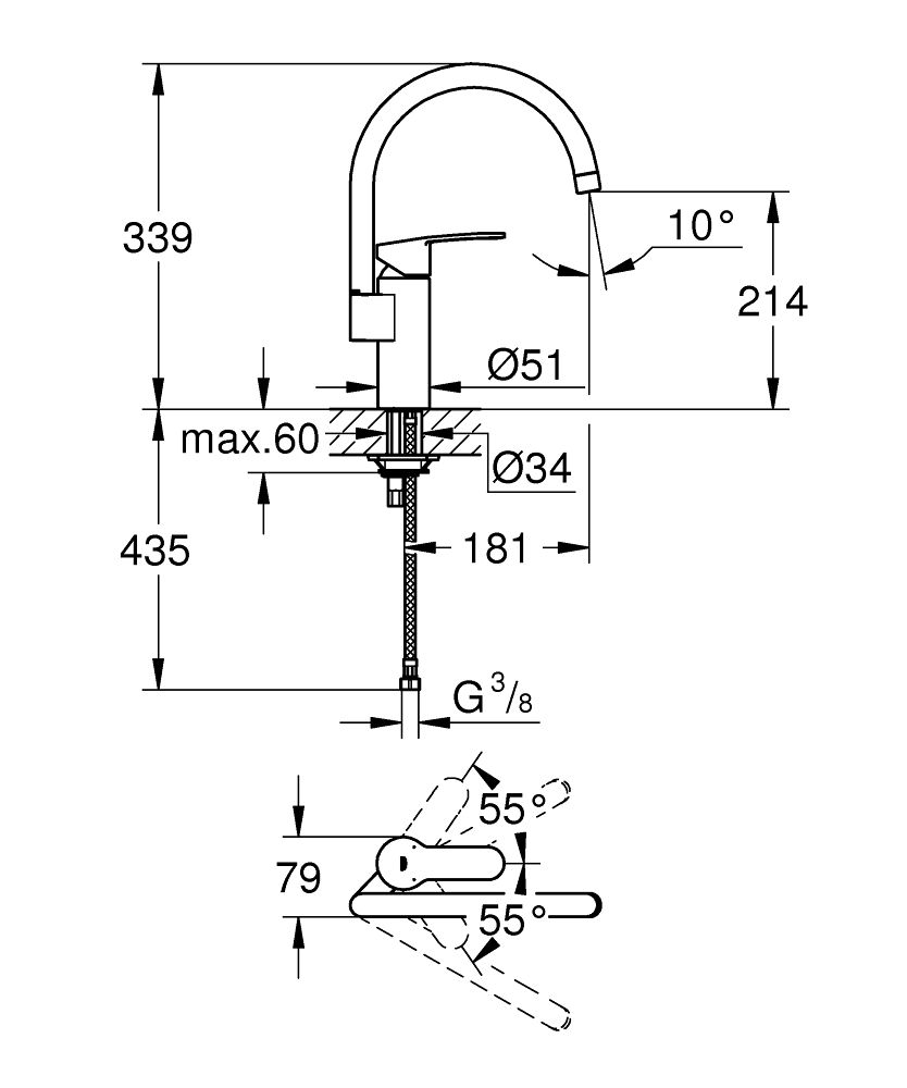 Drezová batéria Grohe Eurostyle Cosmopolitan 30221002 - galéria #1