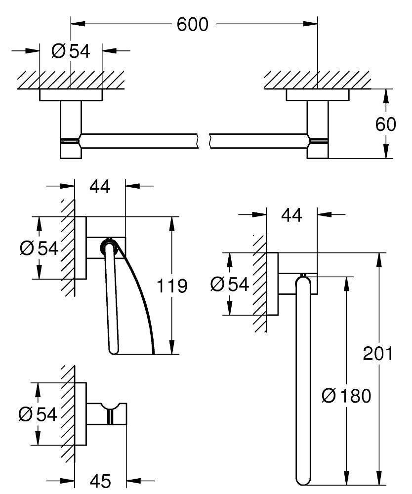 Súprava kúpeľňového príslušenstva Grohe Essentials 4 v 1 40776001 - galéria #1