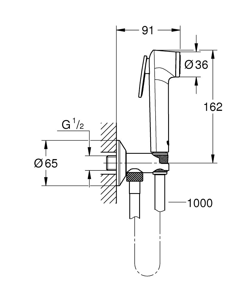 Grohe Tempesta-F Trigger Spray 30 nástenný ventil s bidetovou sprchou, 1 prúd 26358000 - galéria #1