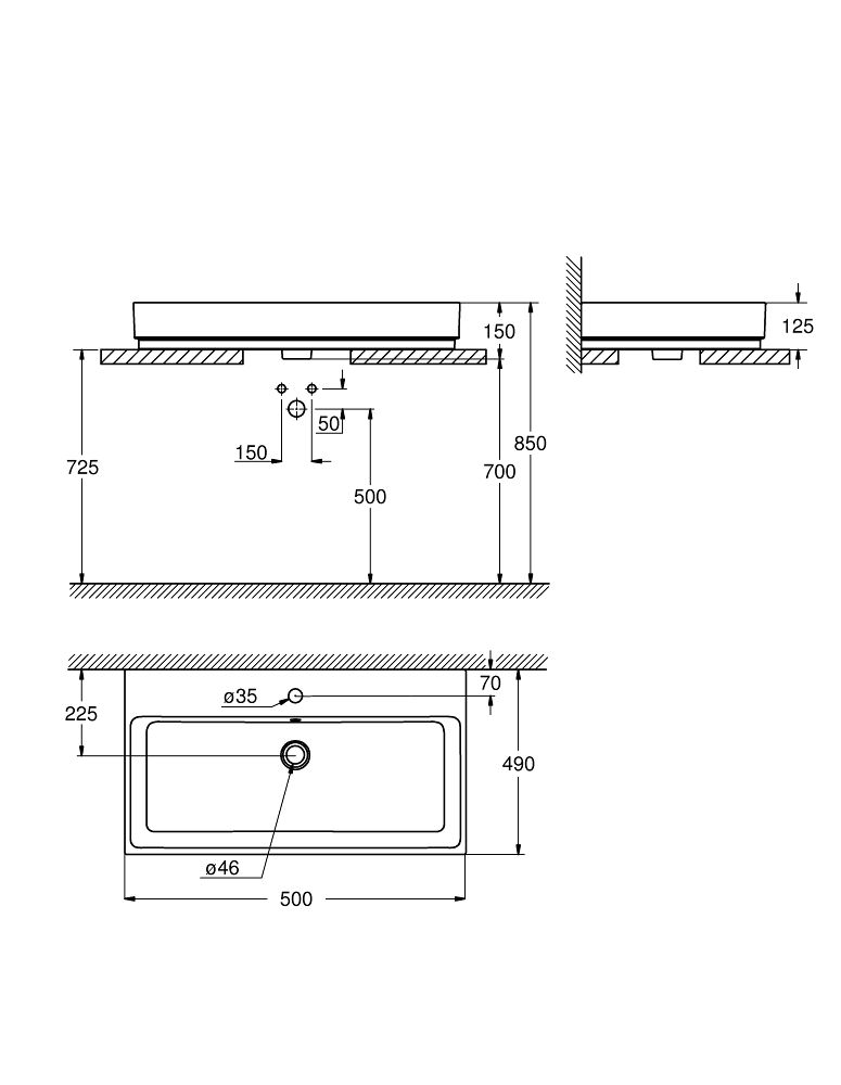 Keramické umývadlo Grohe Cube 50 cm, alpská biela 3947800H - galéria #1