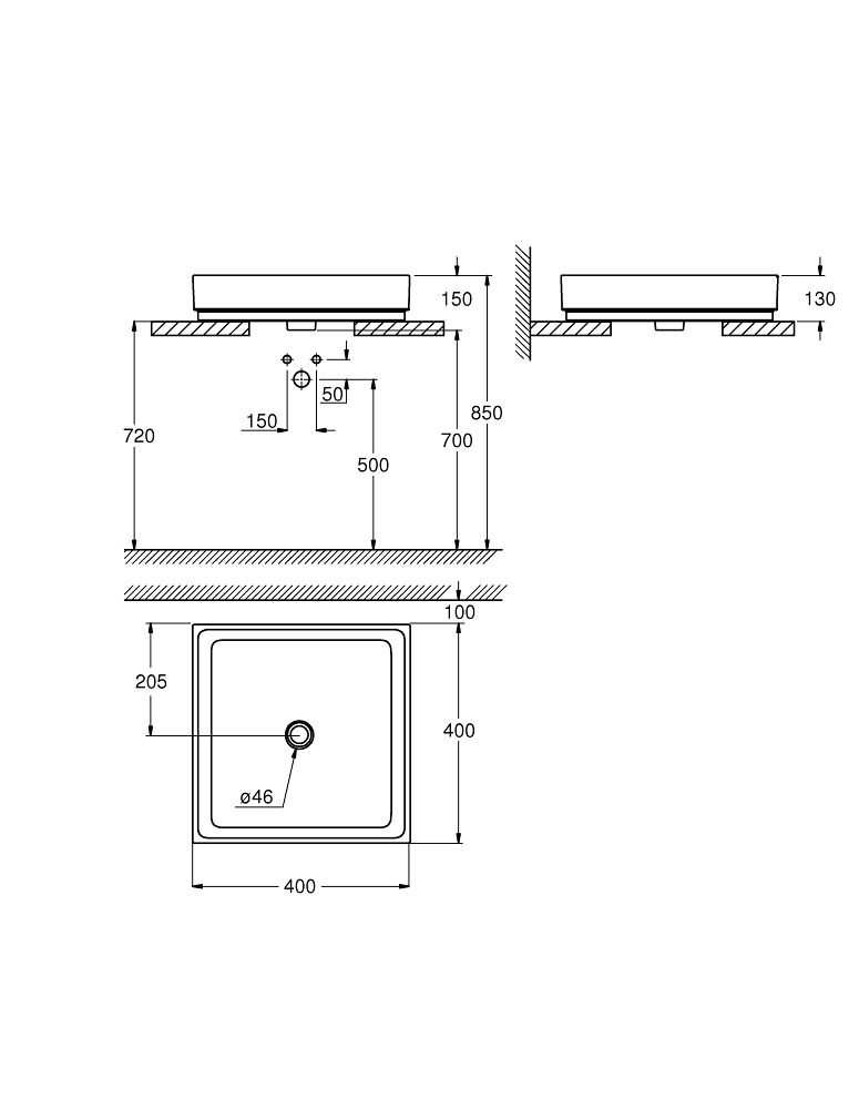 Grohe Cube Keramické umývadlo na dosku 40 cm, alpská biela 3948200H - galéria #1