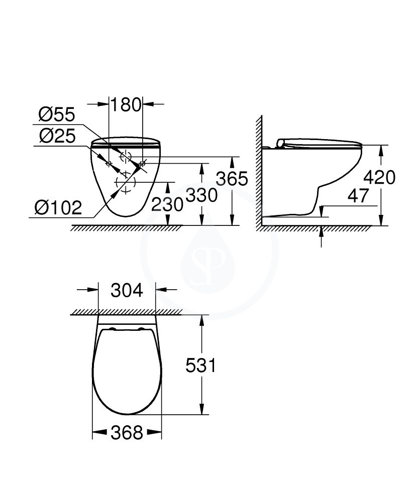 Keramické WC Rimless Grohe Bau, biele 39351000 - galéria #2