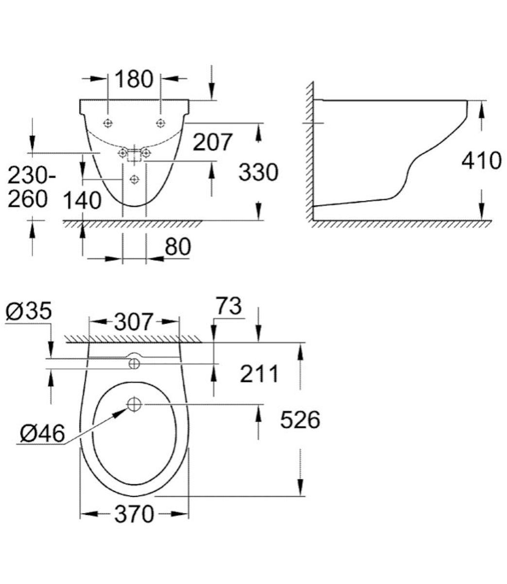 Grohe Bau Ceramic Závesný bidet, alpská biela 39433000 - galéria #1