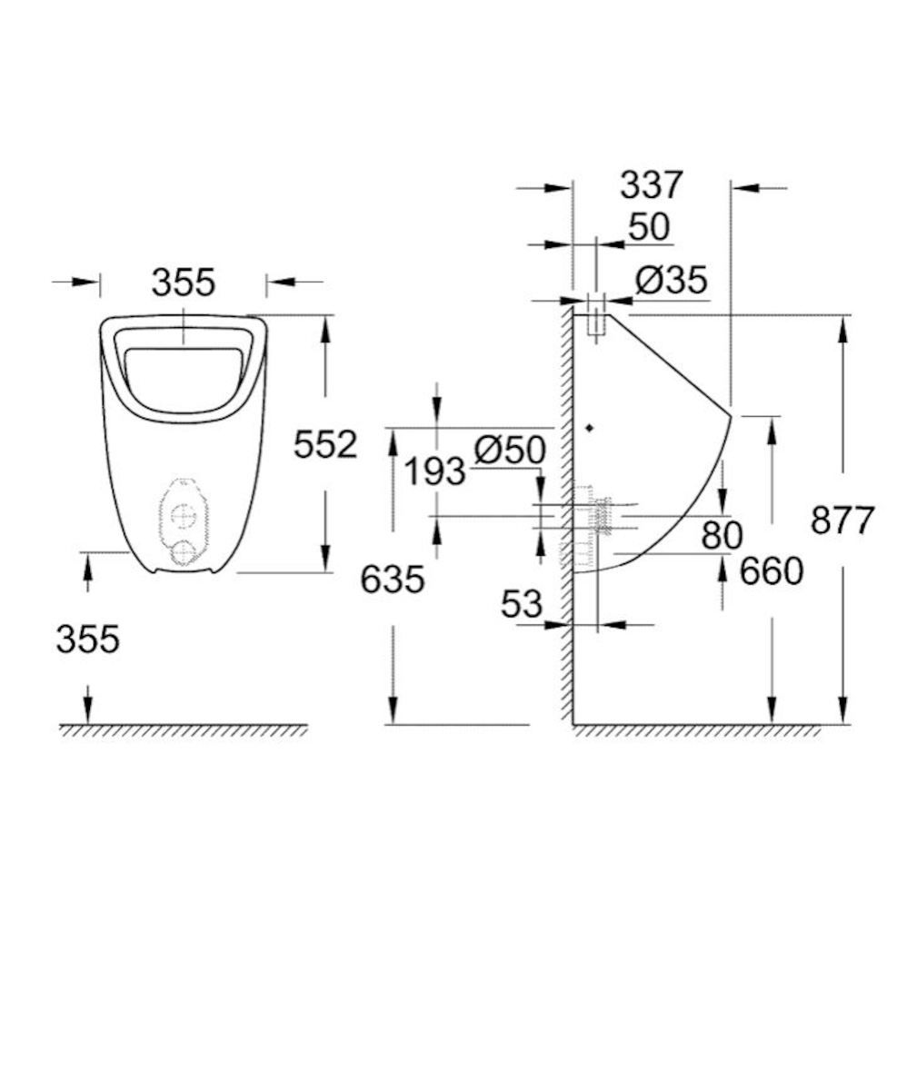 Grohe Bau Ceramic Pisoár, alpská biela 39439000 - galéria #1