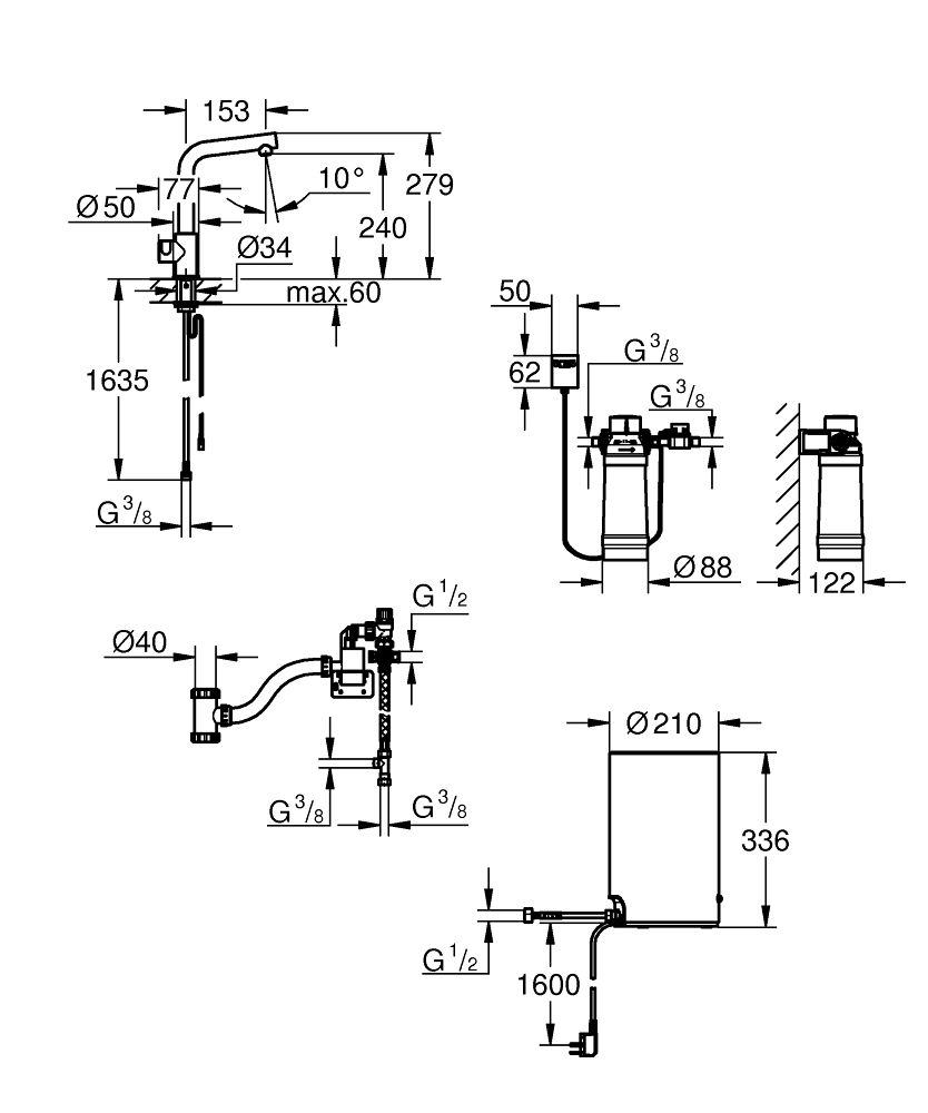 GROHE Red Mono zásuvka v tvare C, veľkosť M, Supersteel 30325DC1 - galéria #1