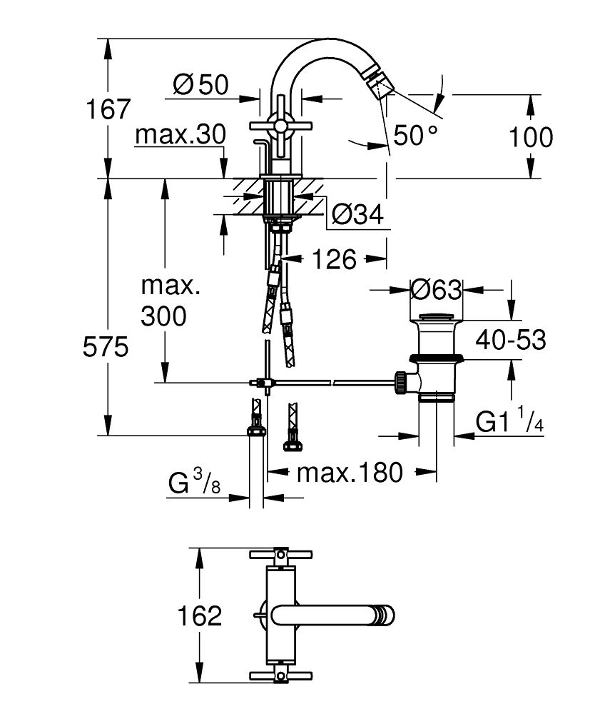 Grohe Atrio Bidetová jednootvorová baterie 24027003 - galéria #1