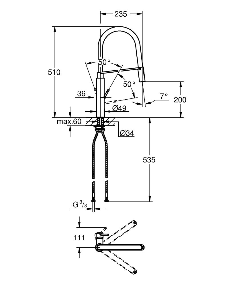 Drezová batéria Grohe Concetto, DN 15 31491000 - galéria #1