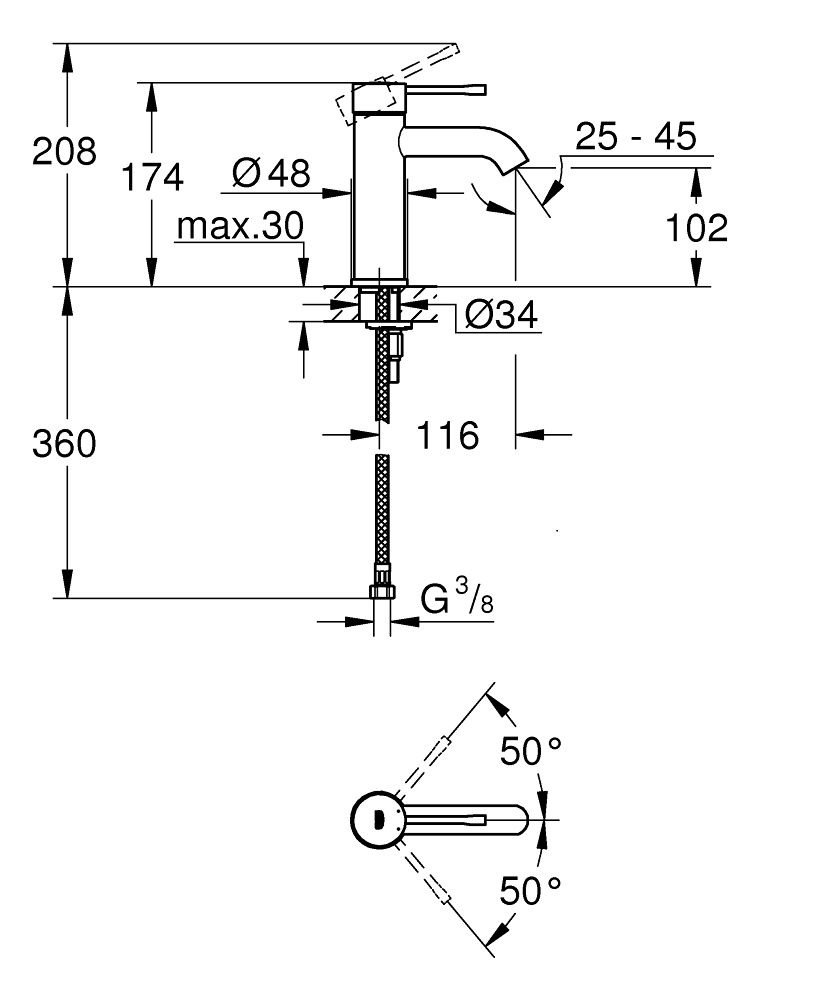 Grohe Essence Nová umývadlová batéria bez odpadu, Cool Sunrise 23590GL1 - galéria #1
