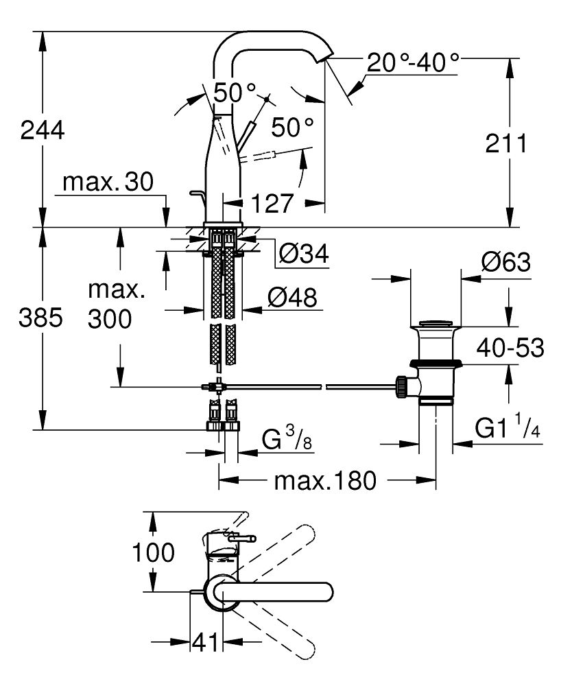 Grohe Essence Nová umývadlová batéria s výtokom, kartáčovaná Teplý západ slnka 32628DL1 - galéria #1