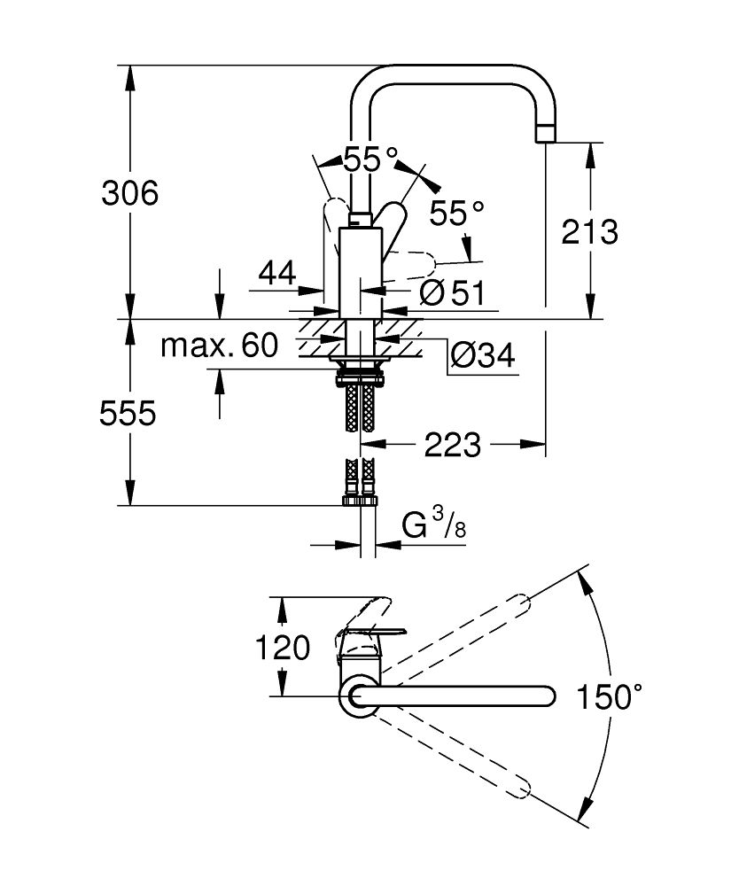 Páková umývadlová batéria Grohe Eurodisc Cosmopolitan, DN 15 32259003 - galéria #1