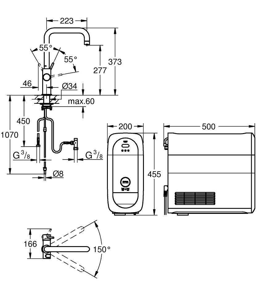 Štartovacia súprava Grohe Blue Home s výtokom v tvare U, Supersteel 31456DC1 - galéria #1