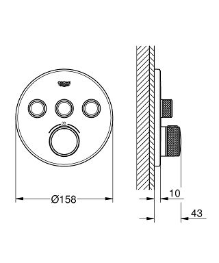 Grohe Termostat pre skrytú inštaláciu s 3 ventilmi, Supersteel 29121DC0 - galéria #1