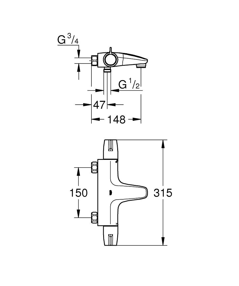 Grohe Grohtherm Špeciálna termostatická sprchová batéria , chróm 34681000 - galéria #1