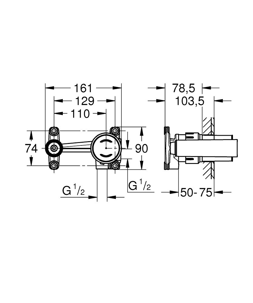 Grohe Univerzálna podomietková batéria pre 2-otvorové batérie, 23429000 - galéria #3