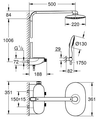 Grohe 26361LS0 Nástenný sprchový systém s termostatom - galéria #1