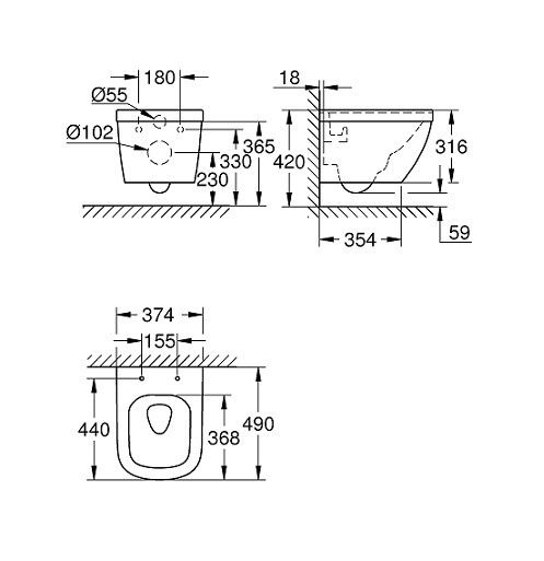 Keramické kompaktné WC Grohe Euro, Triple Vortex, alpská biela 39206000 - galéria #2