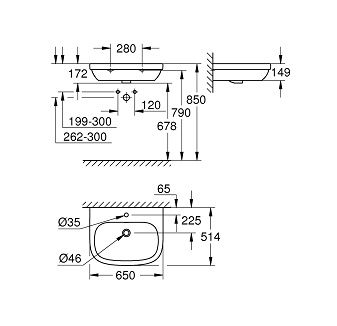 Grohe Euro Keramické závesné umývadlo 65 x 51,4 cm, alpská biela 39323000 - galéria #2