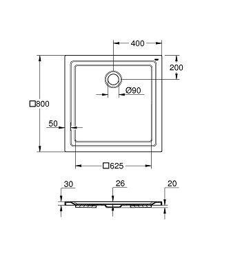 Grohe Sprchová vanička štvorcová 80 x 80 cm, alpská biela 39302000 - galéria #2