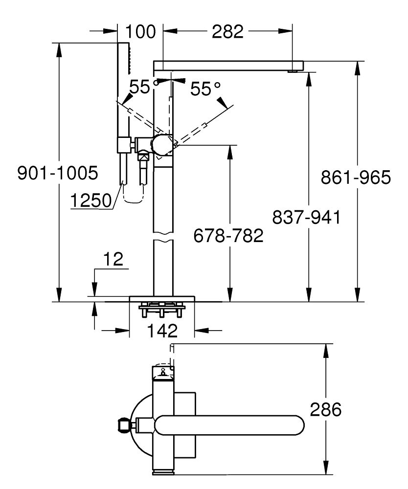 Grohe Plus Voľne stojaca vaňová batéria so sprchou, chróm 23846003 - galéria #1