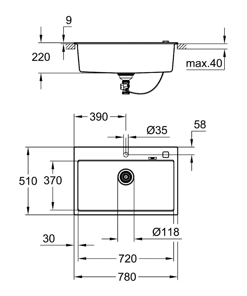Grohe K700 kompozitný drez 51x78 cm 31652AP0 - galéria #1