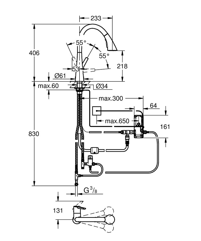 Elektronická drezová batéria Grohe Zedra Touch, Supersteel 30219DC2 - galéria #1