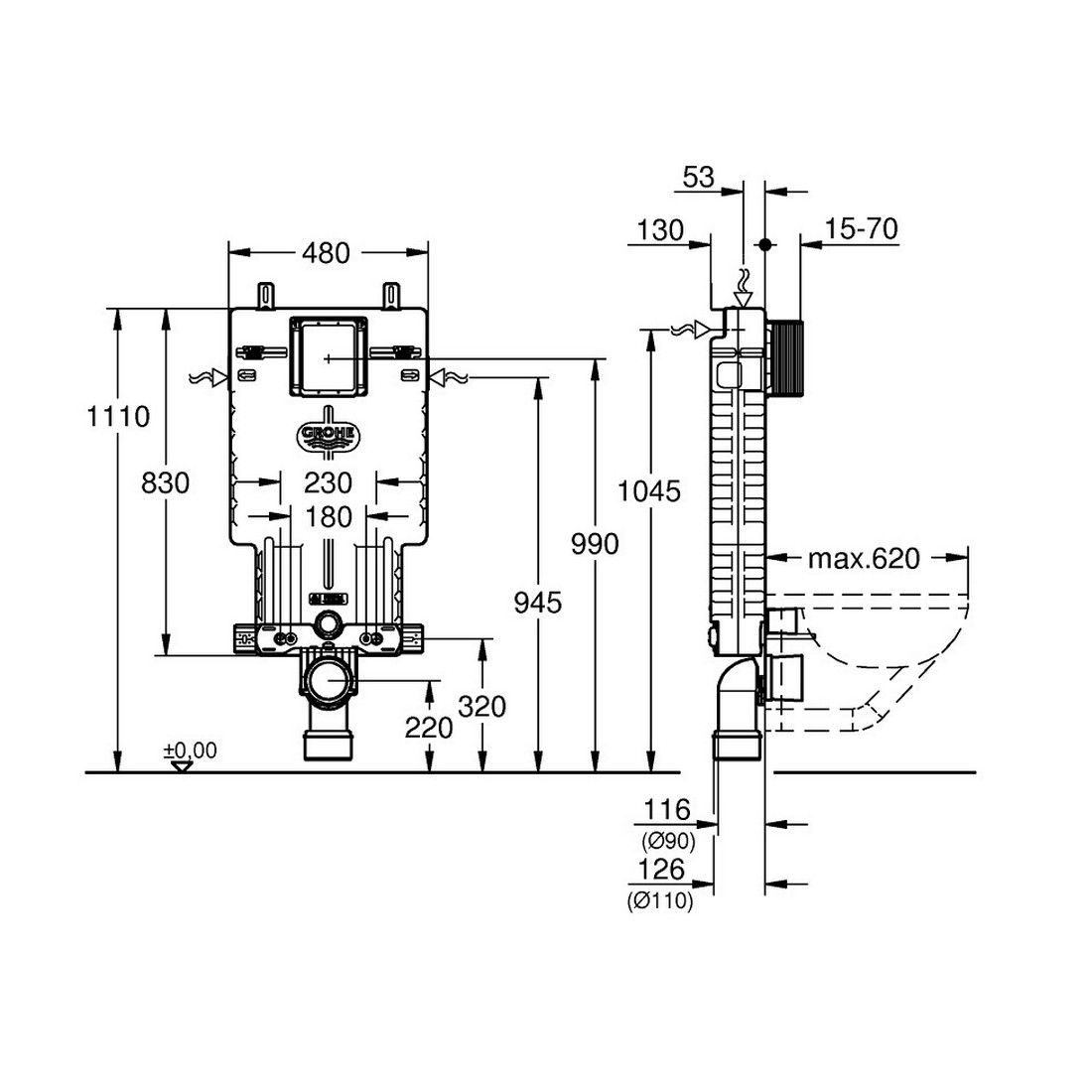Grohe Set modul, WC, sedadlo, ovládacie tlačidlo a skrutky KMPLGROHE1 - galéria #6