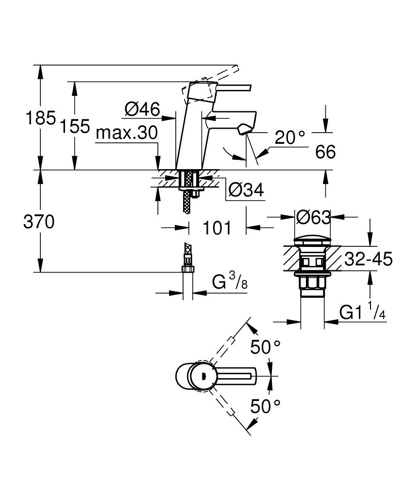 Umývadlová batéria Grohe Concetto, veľkosť S, chróm 23931001 - galéria #1