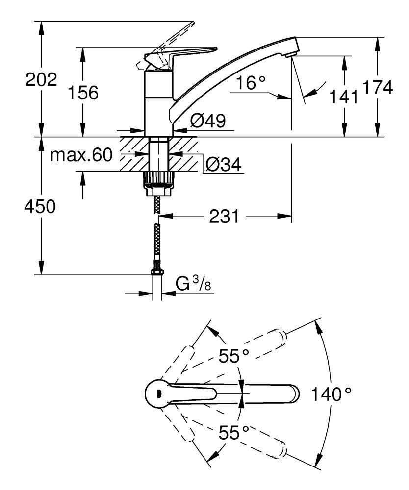 Grohe BauEco Drezová batéria, chróm 31680000 - galéria #3