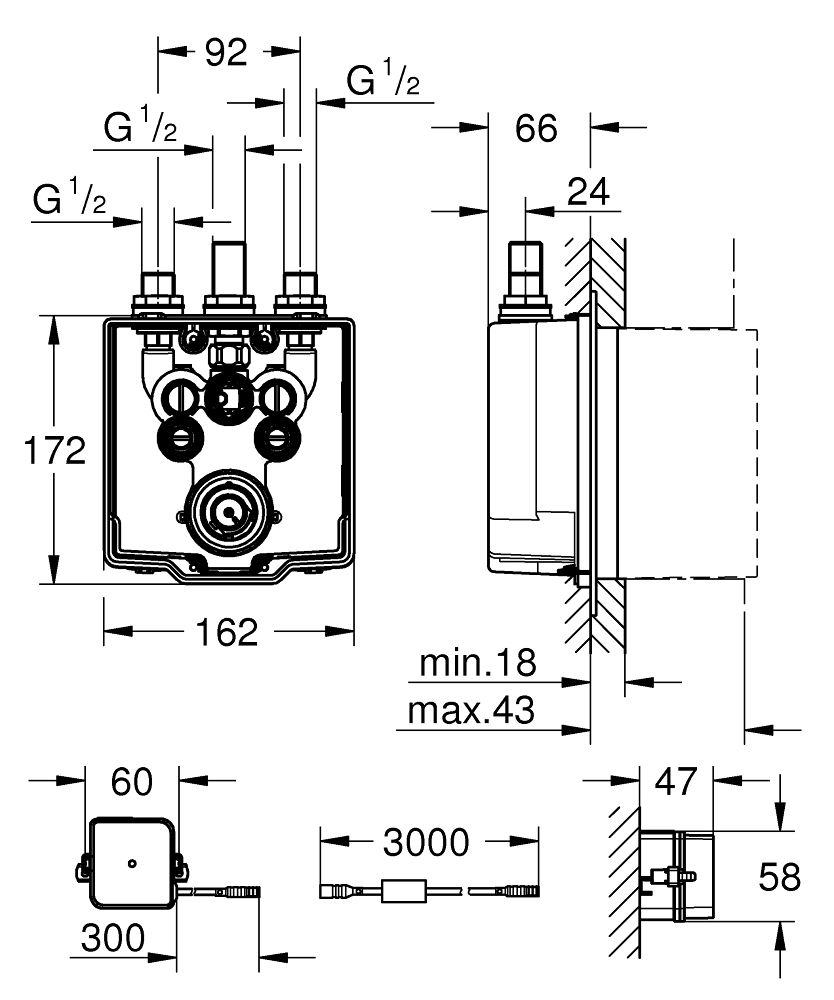 Grohe Eurosmart Cosmopolitan E Podomietkové teleso pre elektronickú batériu, 36459000 - galéria #4