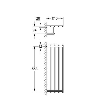 Grohe Essentials Cube Multi vešiak na uteráky 60 cm, kartáčovaný Hard Graphite 40512AL1 - galéria #3