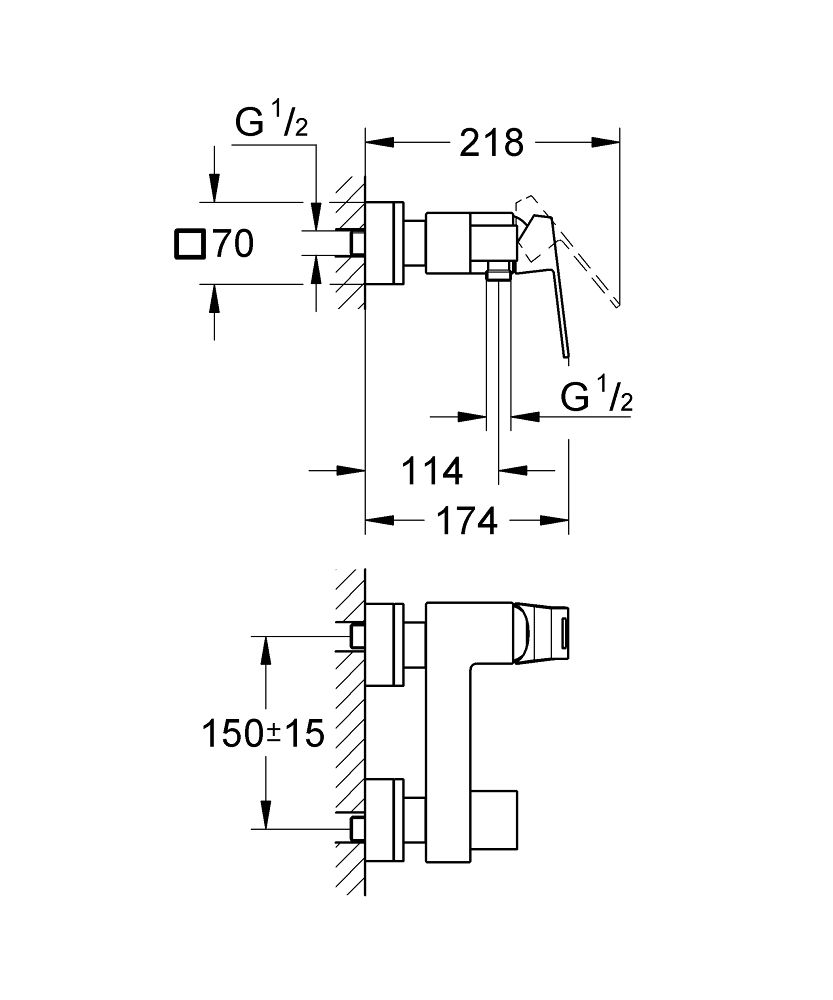 Grohe Eurocube sprchová batéria, Supersteel 23145DC0 - galéria #3