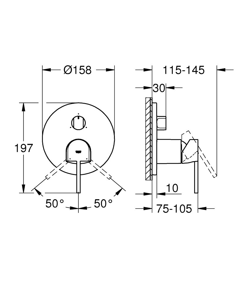 Grohe Plus Páková batéria s 3-smerným prepínačom, Supersteel 24093DC3 - galéria #1