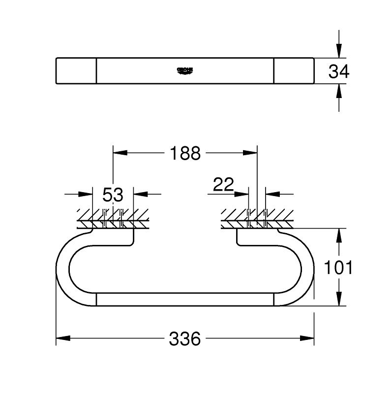 Grohe Selection Rukoväť na vaňu 30 cm, kartáčovaný tvrdý grafit 41064AL0 - galéria #2