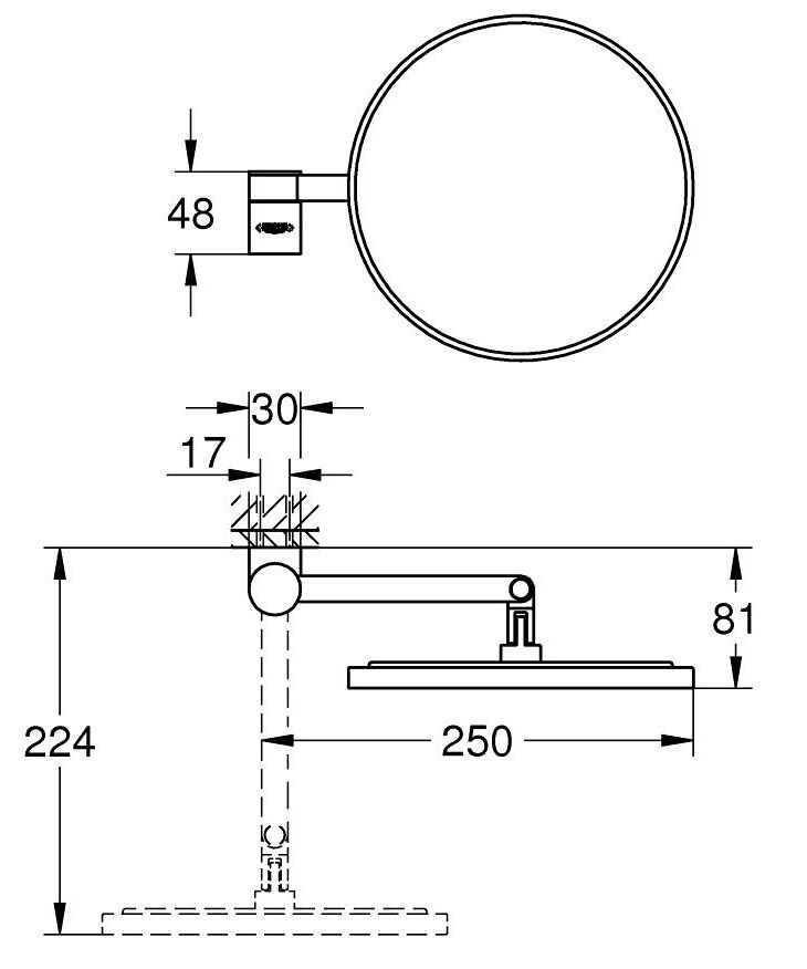 Kozmetické zrkadlo Grohe Selection 7x zväčšenie, tvrdý grafitový lesk 41077A00 - galéria #2