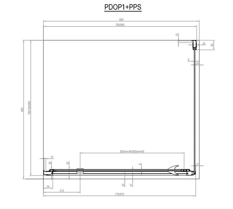 Ravak Pivot Bočná pevná stena 90 cm Transparentná biela PPS-90 90G70100Z1 - galéria #1