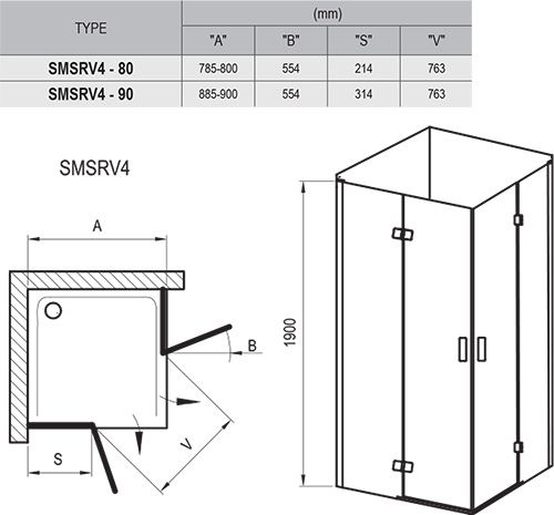 Ravak SmartLine Sprchový kút 80 x 80 cm, štvorcový, transparentný/chróm 1SV44A00Z1 SMSRV4-80 - galéria #5
