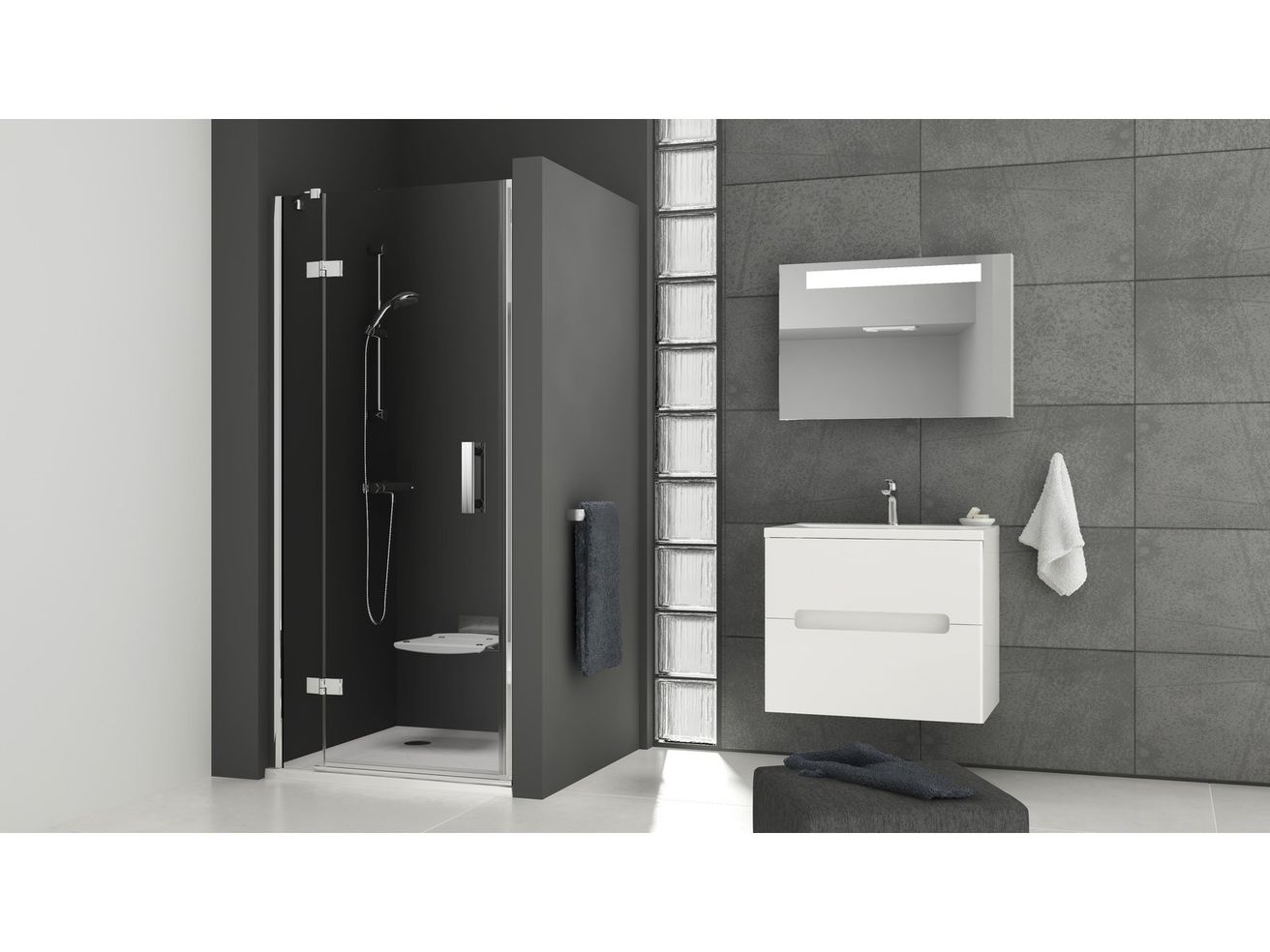 Ravak SmartLine Sprchové dvere 100 cm pre výklenok, ľavé, transparentné/chróm 0SLAAA00Z1 SMSD2-100A - galéria #1
