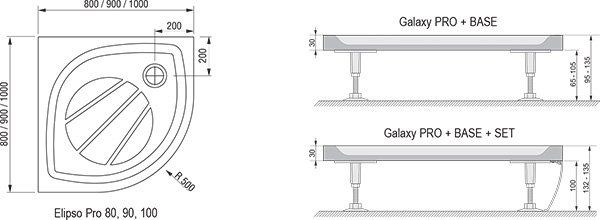 Ravak Galaxy Pro Elipso Sprchová vanička 100x100x3, biela XA23AA01010 - galéria #2
