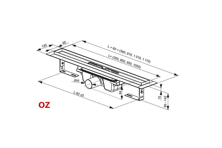 Ravak Odvodňovací žľab dráhy 85 cm, nerezová oceľ, X01388 - galéria #2