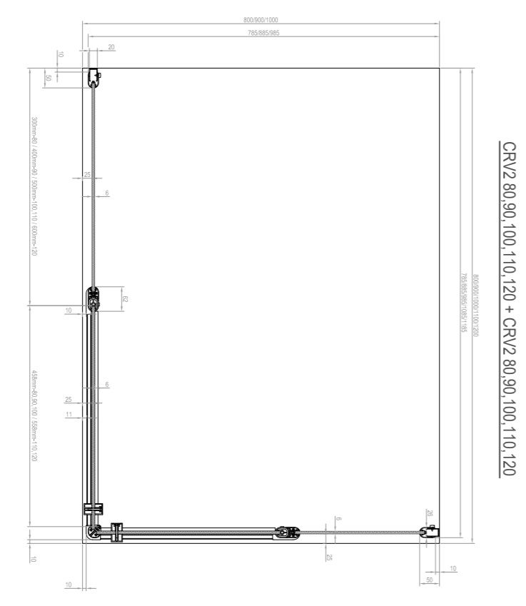 Ravak Chrómový sprchový kút 90 Transparent Satin 1/2 CRV2-90 1QV70U00Z1 - galéria #1