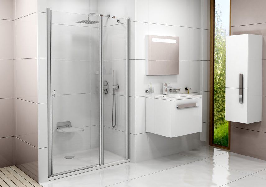Ravak Chrómové sprchové dvere s pevným segmentom 100 cm, Alu/Transparent 0QVACC00Z1 CSD2-100 - galéria #1