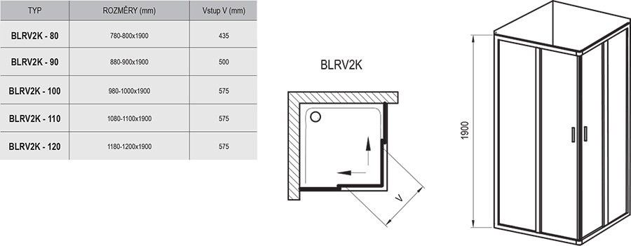 Ravak Blix Sprchový kút 1/2 štvorec/obdĺžnik 100 cm hroznovo biely 1XVA0100ZG BLRV2K-100 - galéria #6