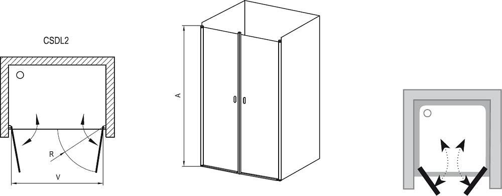 Ravak Chróm Dvojkrídlové sprchové dvere 110 cm Alu/Transparent 0QVDCC0LZ1 CSDL2-110 - galéria #1
