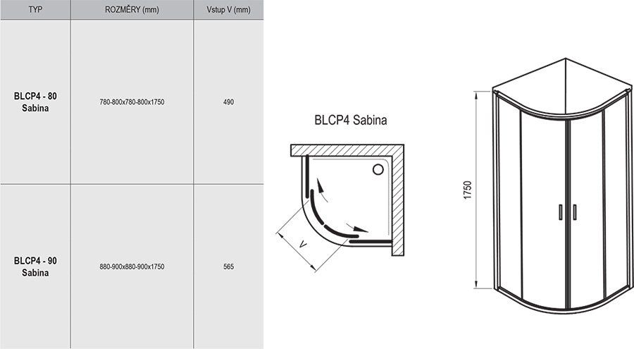Ravak Blix Sprchový kút 80 cm hrozno/biela BLCP4-80SABINA 3B240140ZG - galéria #4