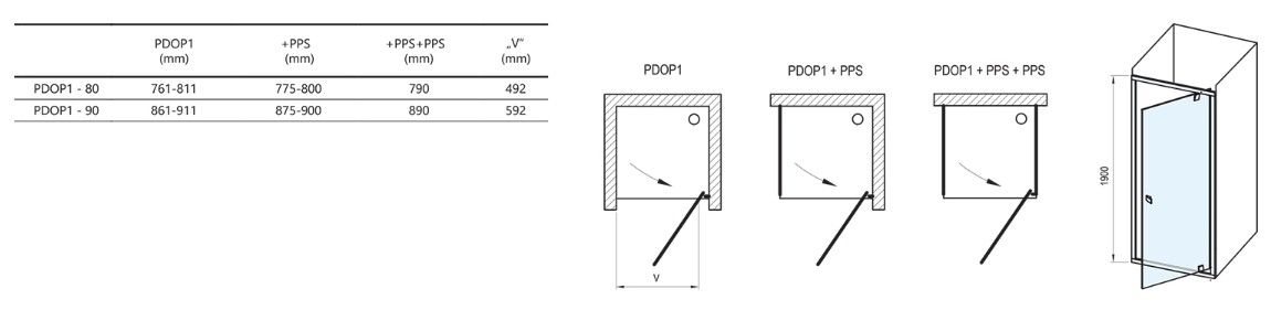 Ravak Otočné sprchové dvere 80 cm transp.AL 03G40C00Z1 PDOP1-80 - galéria #5