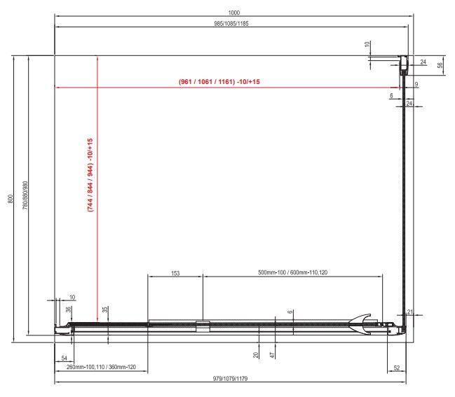 Ravak Otočné sprchové dvere so segmentom 100 cm transp.AL 03GA0C00Z1 PDOP2-100 - galéria #6